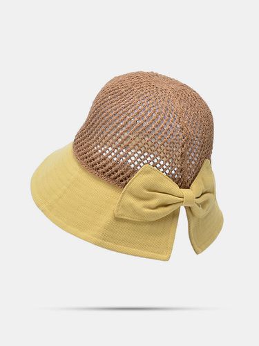 Cappello da donna in paglia di cotone per esterni, a contrasto, con fiocco, decorazione con fiocco, parasole, protezione - JASSY - Modalova