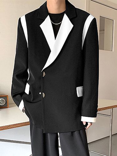 Mens Japan Contrast Patchwork Long Sleeve Blazer - INCERUN - Modalova