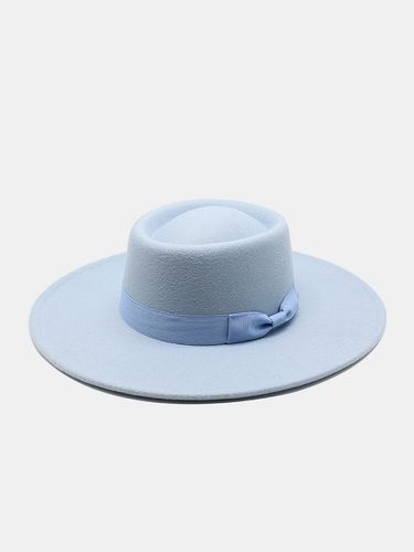 Cappello Fedora con fascia concava con decorazione a fiocco in feltro di lana tinta unita unisex - Newchic - Modalova