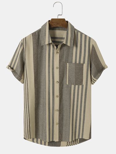 Camicie da uomo con stampa a righe asimmetriche in 100% cotone - ChArmkpR - Modalova