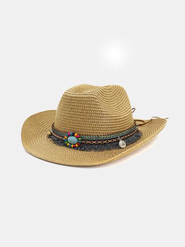 Cappello da spiaggia per uomo e donna con cappello di paglia etnico da cowboy occidentale - Newchic - Modalova