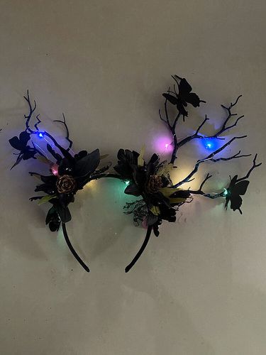 Ramo luminoso di Halloween Capelli Accessori Fascia per capelli di Natale con fiori di farfalla - Newchic - Modalova