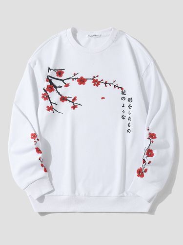 Felpe pullover Collo da uomo con stampa floreale giapponese - ChArmkpR - Modalova