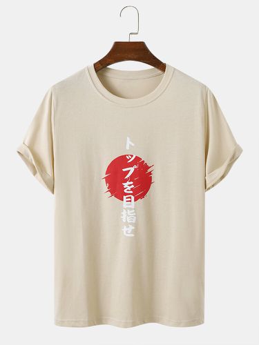 T-shirt da uomo a maniche corte con stampa di caratteri giapponesi Red Sun - ChArmkpR - Modalova