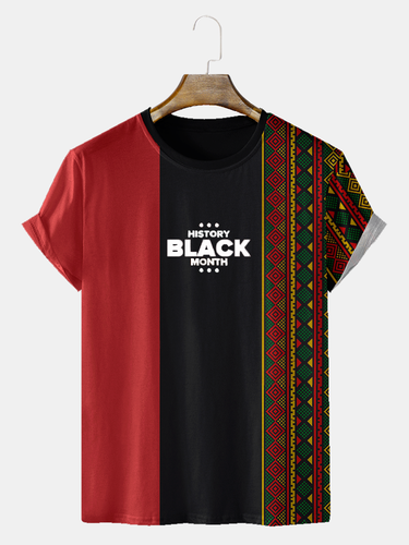 T-shirt da uomo a manica corta con giuntura etnica da uomo - ChArmkpR - Modalova