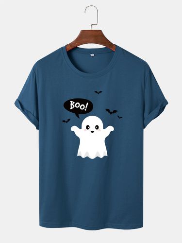 Mens Cute Ghost Print Halloween Round Collo T-shirt a maniche corte - ChArmkpR - Modalova