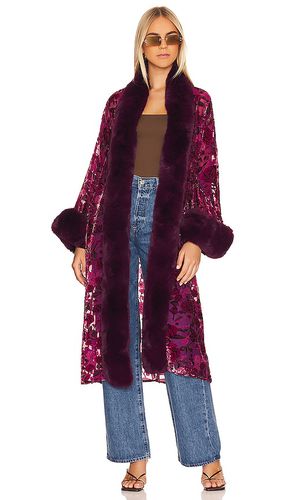 Burnout Velvet Faux Fur Coat in . Size S-M - Adrienne Landau - Modalova