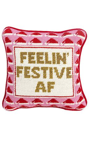 Festive Af Needlepoint Pillow in - Furbish Studio - Modalova