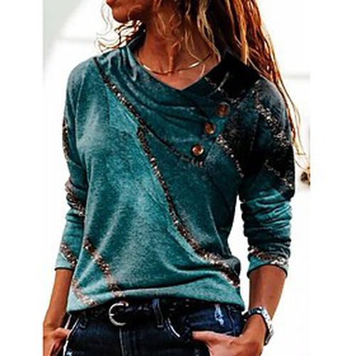 Women's Sweatshirt Pullover Basic Blue Purple Brown Graphic Abstract Street Long Sleeve Round Neck - Ador IT - Modalova