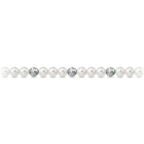 Collana di perle 6 mm + 3 sfere in oro bianco18 kt mod. 162B - Shop Elegance - Modalova