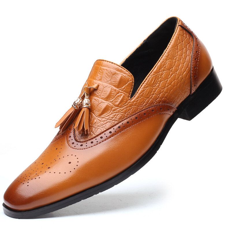 Mocassini eleganti da uomo in nappa brogue slip on scarpe formali - Newchic - Modalova